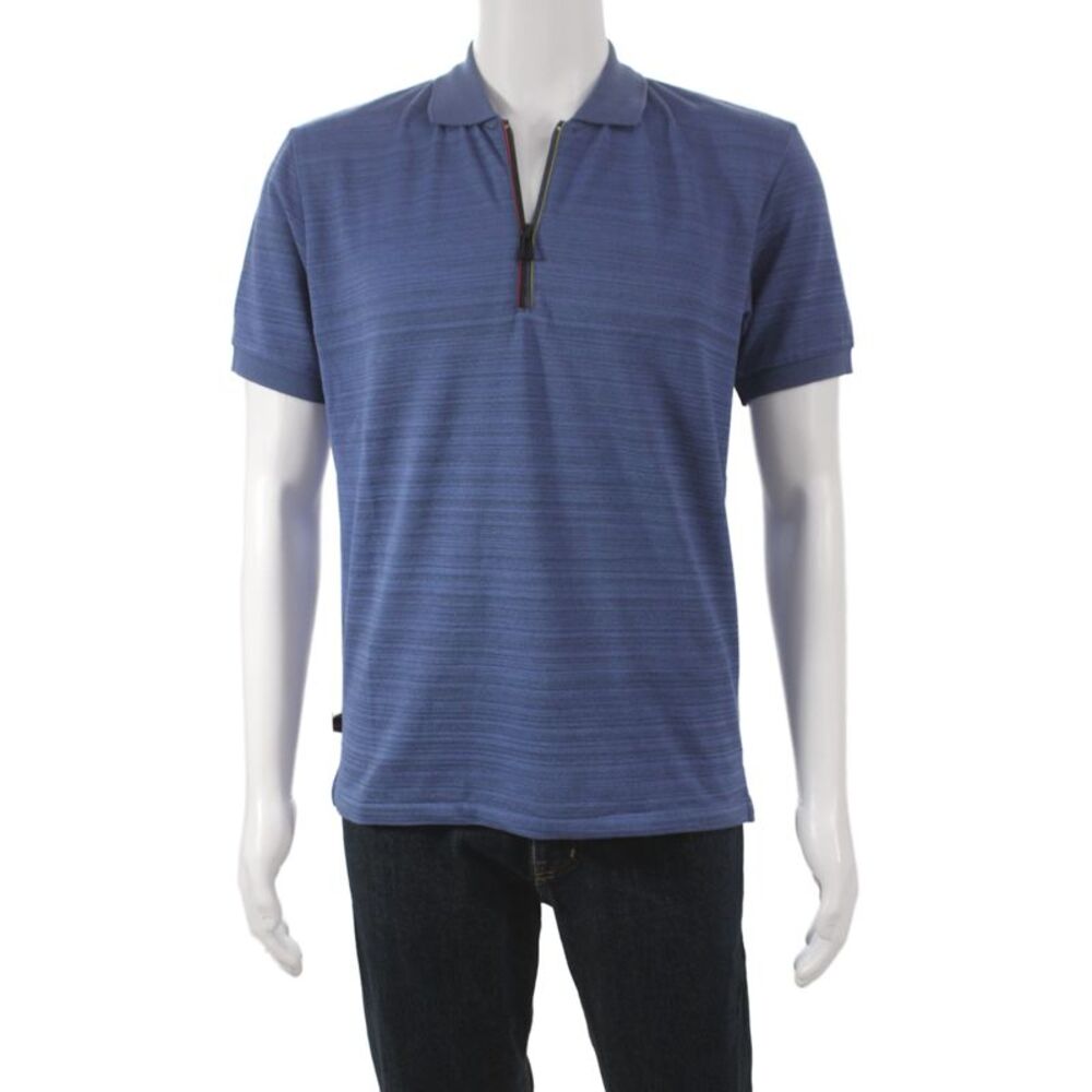 Paul Smith Mens Polo Collared Short Sleeve Striped Blue Size PS